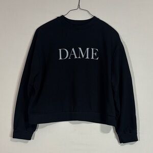 Dame LA Sustainable Black Logo Crewneck Sweatshirt L/XL